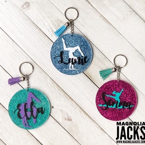 Gymnast Keychain | acrylic key chain | Gymnastics Team | Team gift | Personalized keychain | Glitter Key Chain | Tassel