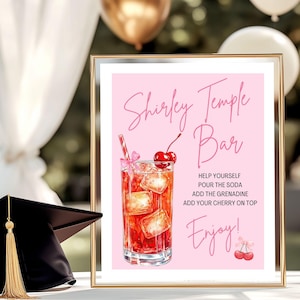 Shirley Temple Bar Sign, Coquette, Preppy Party, Template, Cherry, Baby Shower, Birthday Party, Signature Drink, Grad Party, Bridal Shower