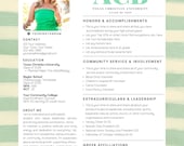 Sorority Resume Template, Sorority Rush Packet, Customizable Sorority Resume, Green Resume with Photo, Social Resume, Sorority Recruitment