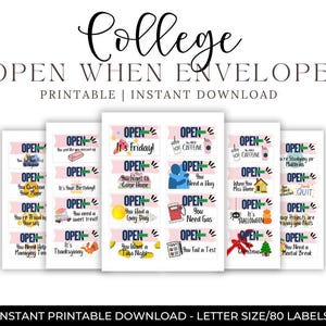 Open When Envelopes | Open When Envelopes for College | Open When Envelope Printable | Open When Letters | Open When Kit | Templates