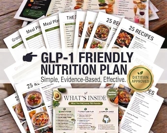 GLP-1 Diet Plan for Ozempic & Wegovy | GLP-1 Nutrition System | High Protein Meal Plan | Food List  Grocery Guide | Instant Download PDF