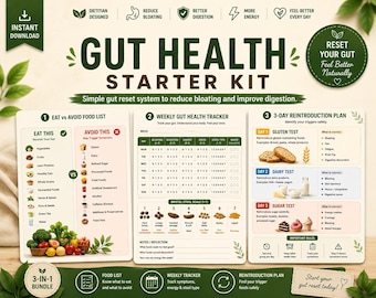 Gut Health Tracker PDF | Eat vs Avoid Food List, Weekly Tracker (Digital Download)