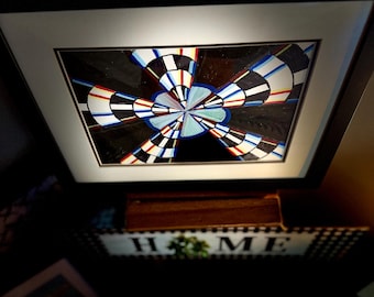 LAGRANGE-Hand-Drawn Geometric Art - One-of-a-Kind Op Art Drawin—9”x12” Matted and Framed.