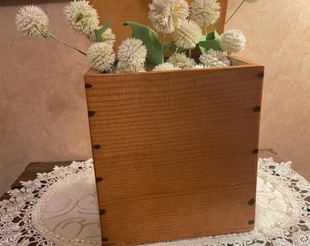 Vintage Wooden Salt Box, Farmhouse Kitchen Storage, Primitive Decor 11”x6.5”