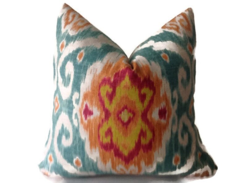 Turquoise Ikat Pillow Cover Iman Pillows Decorative Pillow Etsy