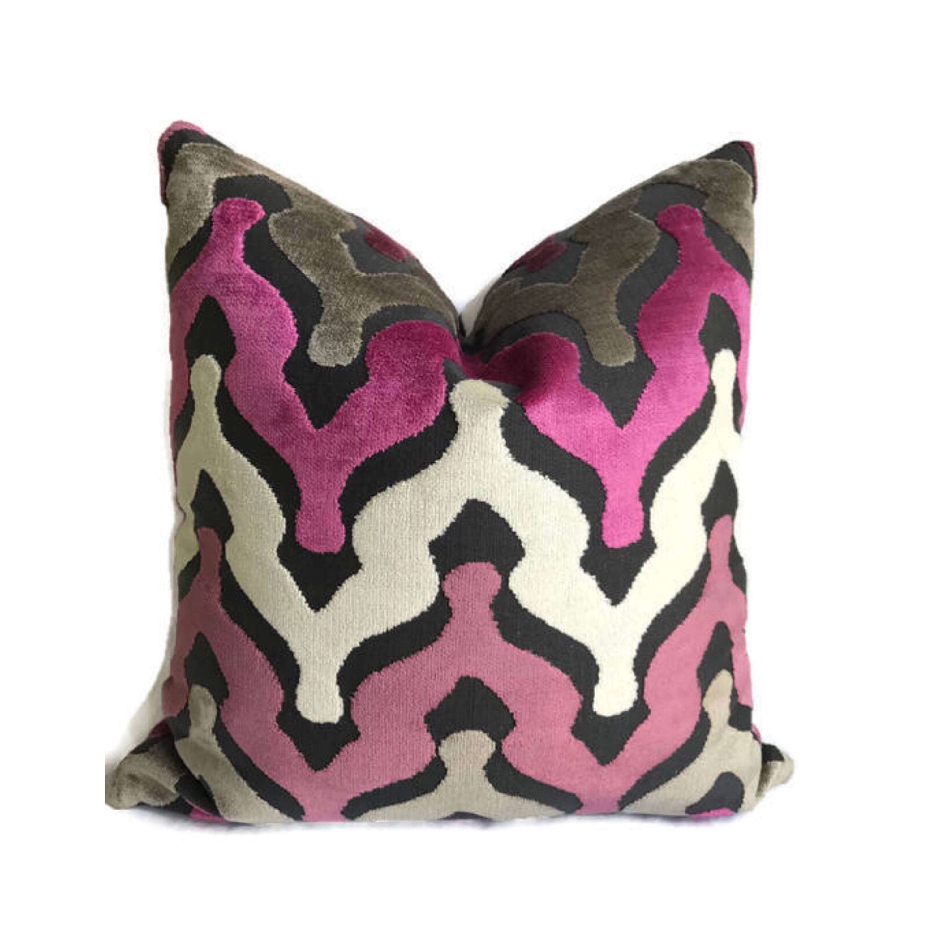 Leicester Chevron Cut Velvet Pillow Cover in Magenta Etsy