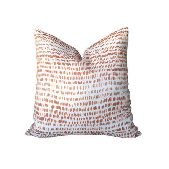 Dashes Pillow Cover In Tangerine Decorative Throw Pillows Etsy