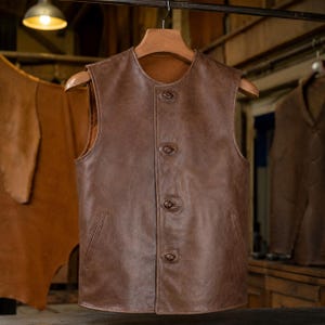WW1 WW2 British Army Leather Jerkin Vest – Brown Repro Military Style