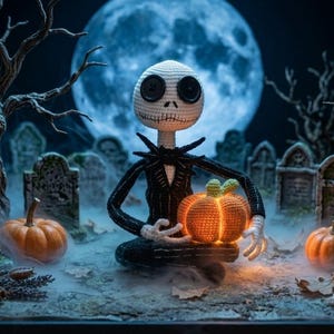 ジャック・スケリントンのかぎ針編みパターン（PDF）｜ハロウィンあみぐるみパターン｜不気味な人形のかぎ針編みチュートリアル｜即時デジタルダウンロード