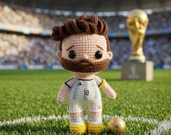 Lionel Messi Crochet Pattern: Amigurumi Soccer Doll (PDF Download, 13cm Finished Size)