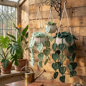 Schema per realizzare una Monstera all'uncinetto da appendere, tutorial PDF per principianti (decorazione per specchietto retrovisore dell'auto)