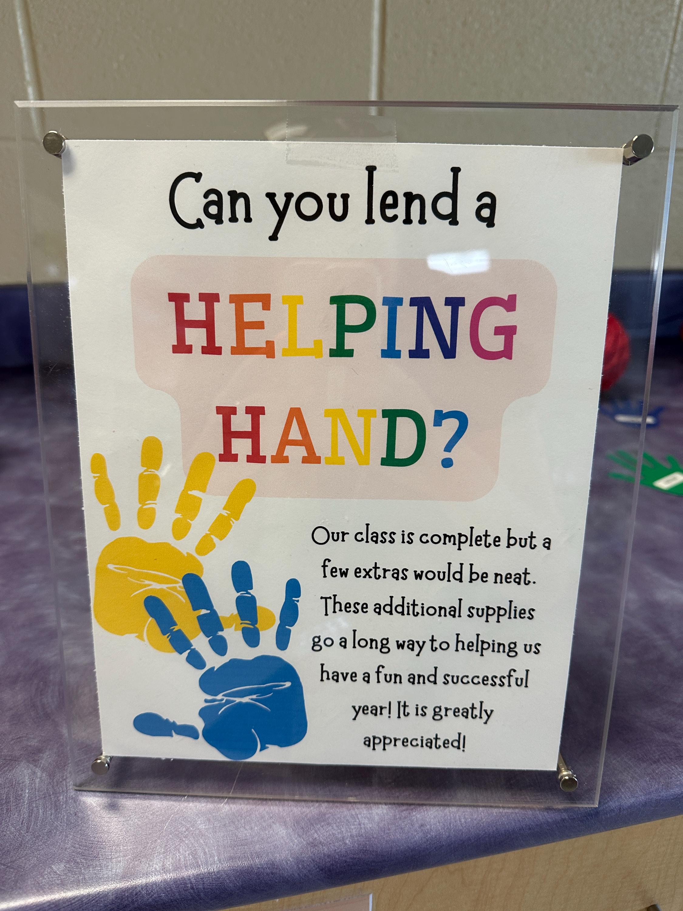 Helping Hand Poster for School Open House or Meet the Teacher Night - Etsy