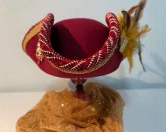 Women's Burgundy Felt Bicorn Pirate Hat