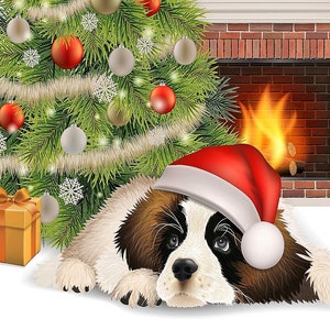 Christmas With My Dog Grayscale Art Coloring Book