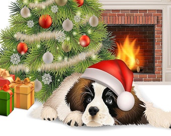 Christmas With My Dog Grayscale Art Coloring Book