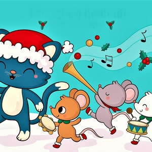 Christmas With My Cat Grayscale Art Coloring Book