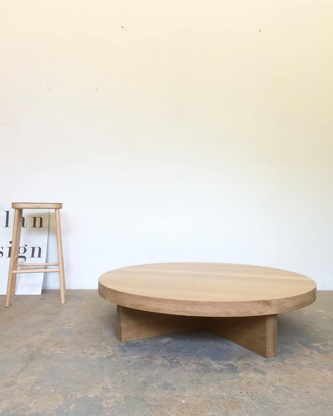 White Oak Coffee Table Round Free Shipping Etsy