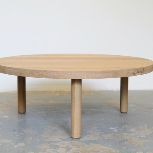 White Oak Coffee Table Round Free Shipping Etsy