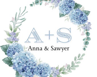 Blue Hydrangea Monogram