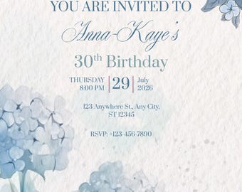 Elegant Hydrangea Floral Invitation