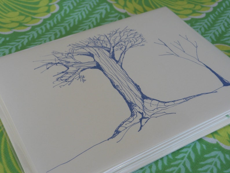 Assorted Tree Sketch Note Cards Set of 5