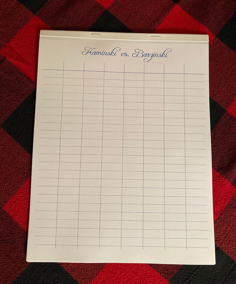 Set of 3 Game Score Cards for Game Nights, Custom Made, 10 Perforated