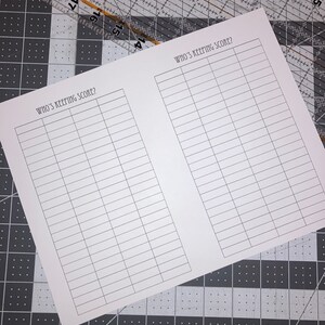 Printable Game Score Card for Family and Friends Game Nights, 5.5” X 8. ...