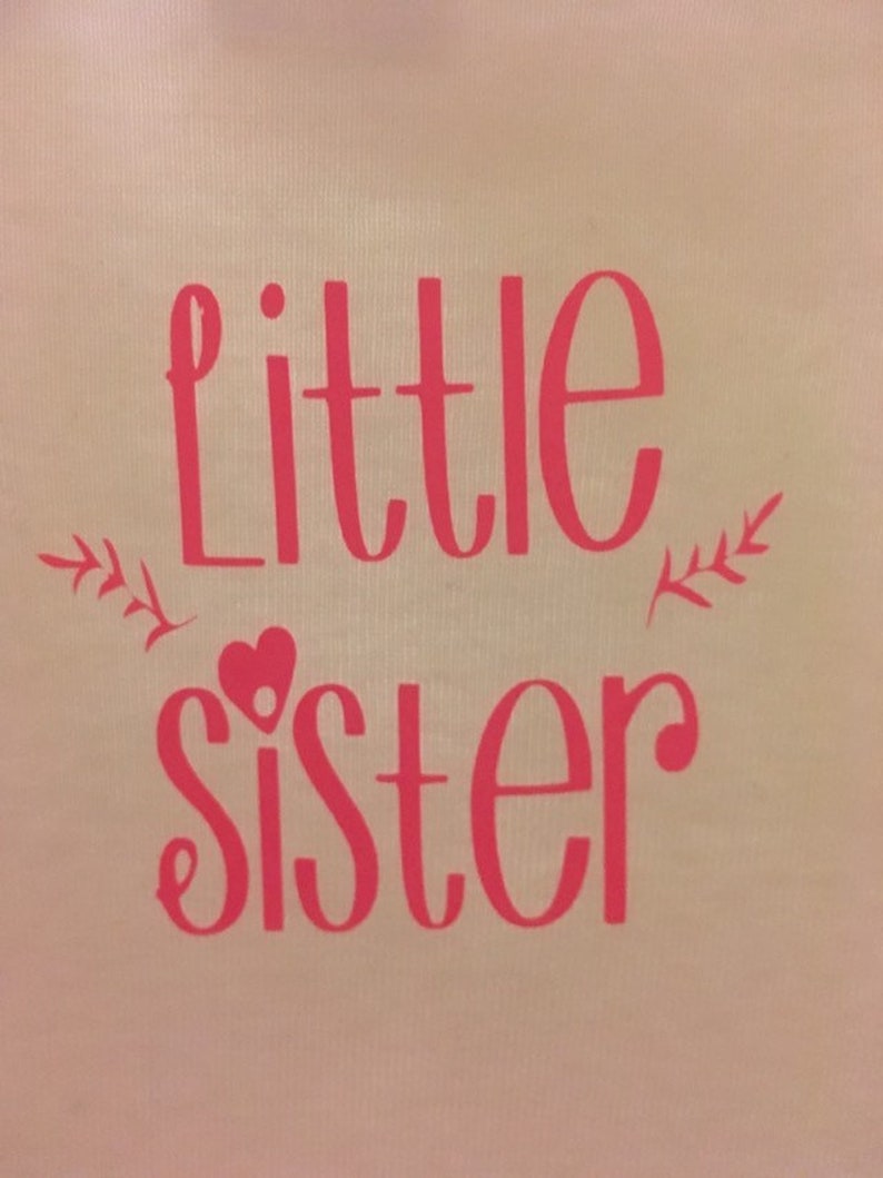 Pink Little Sister design on white Onesie for newborn baby