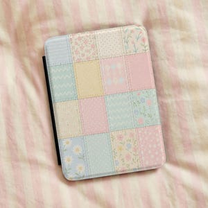 Kindle-skal med pastellfärgat lapptäcke | Surfplatta med blommönster