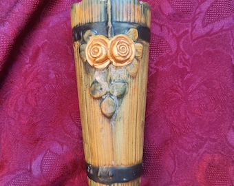 VTG 1920s Weller Woodcraft Pottery Wood Rose Wall Pocket Vase Art Pottery