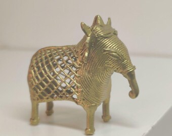 VTG Dhokra Indian Folk Art Elephant Decor Handcrafted Filigree Approx 2"