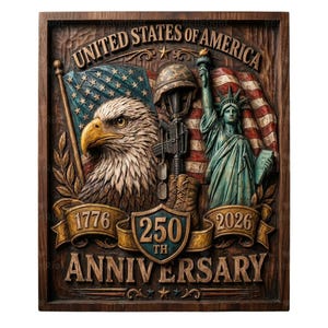 Celebaring Gift | Military Home DecorUSA 250th Anniversary Bald Eagle 3D Relief STL | Patriotic Wood Carving CNC Router File