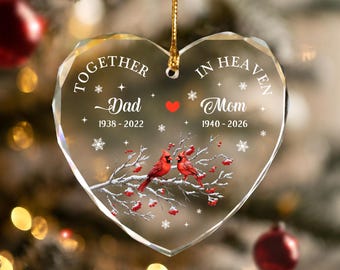 Personalized Always In Our Heart Glass Ornament, Loss of Mom Dad, Memorial Day Keepsake