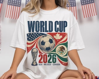 Retro shirt WK 2026, voetbaltoernooi cadeau T-shirt, voetbalshirt VS Canada Mexico voetbal, shirt WK wedstrijddag, voetbal