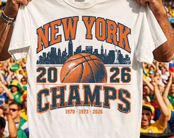 New York Basketball Champions 2026 T-shirt, uniseks T-shirt, 2026 NBA Finals Trophy City Skyline
