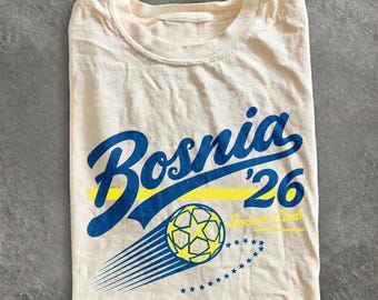 Vintage T-shirt voetbalbeker Bosnië en Herzegovina, T-shirt World Team jaren 90, retro voetbalafbeelding