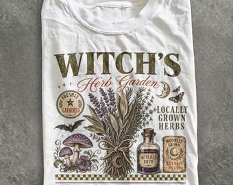 Vintage witches herbs garden shirt,Witch T-Shirt, Botanical Herbalist Tee