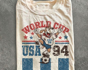 Shirt hond vintage WK USA94, vintage voetbalfankleding, uniseks T-shirt Comfort Colors® USA cadeau, shirt patriottische voetballiefhebber