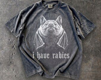 Vintage shirt I Have Rabiës vleermuis, grappig meme-shirt met donkere humor, cadeau rare humor