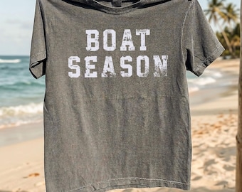 T-shirt vintage bootseizoen, shirt nautisch vissen varen, zomershirt, uniseks comfortkleuren