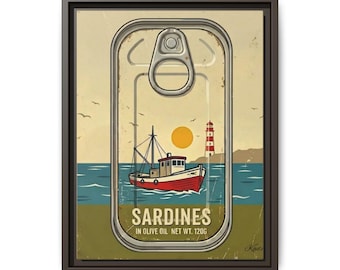 Sardines Tin Nautical Print Canvas By Kado