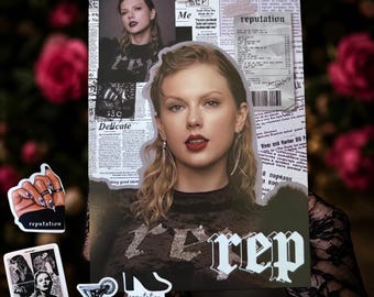 Zestaw kartek Reputation Swiftie z kolekcji Taylor Art Decor, idealny do wykorzystania jako kartka okolicznościowa, zaproszenie lub pocztówka.
