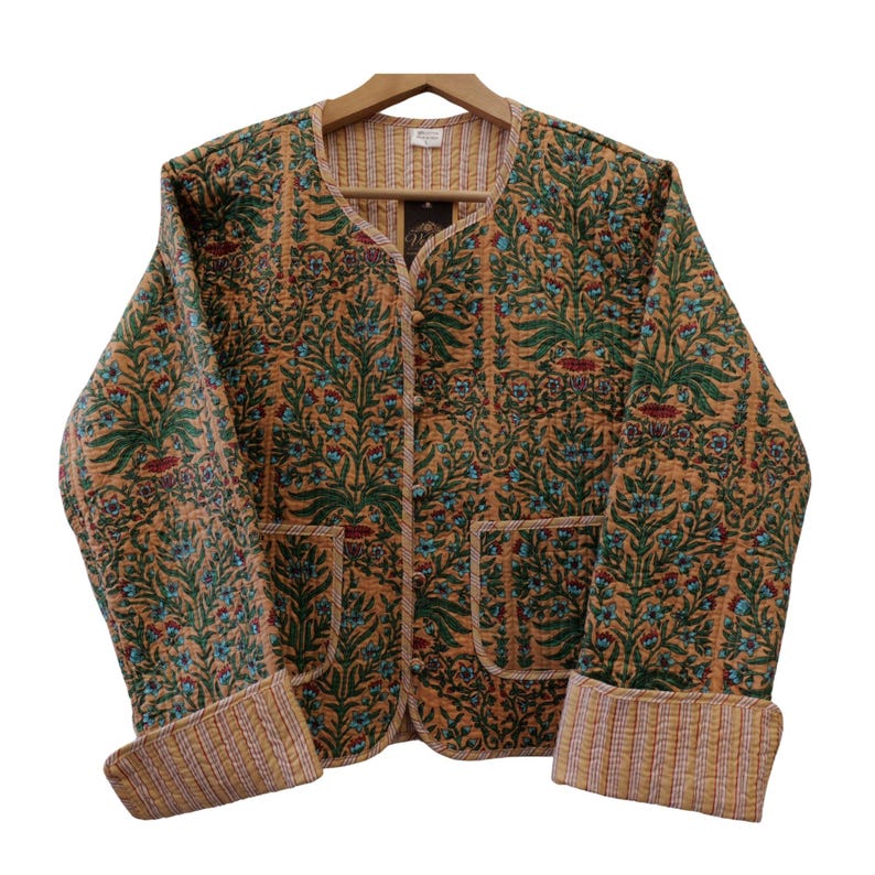 Quilted Cotton Jacket - Lightweight Insulated Everyday Jacket, Relaxed Fit with Pockets Notting Hill Lightweight, Soft Evergreen Botanica image 3