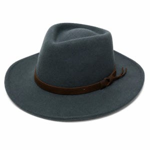 Wide Brim Indiana Jones Hats Fedora Hat for Men & Women - Wide Brim with Leather band 100% Wool Pure Leather Band