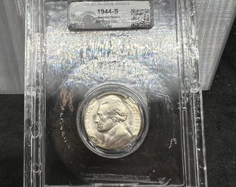 1944 S 5c Jefferson Silver World War 2 Nickel Coin MS65 Gem BU CLCC Certified