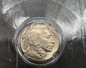 1938 D 5c Buffalo Nickel Coin CLCC MS65 Gem BU Certified