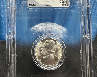 1945 D 5c Jefferson Silver World War 2 Nickel CLCC MS65 Gem BU Certified