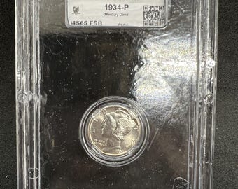 1934 P 10c Mercury Silver Dime Coin MS65 FSB Full Split Band CLCC Certified Gem BU