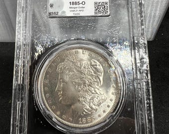 1885 O Morgan Silver Dollar Coin CLCC MS62  Certified VAM 21 RPD 1776-2026 Patriot Holder