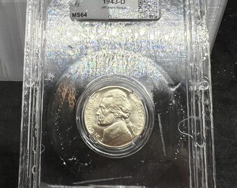1943 D 5c Jefferson Silver World War 2 Nickel MS64 CLCC CH BU Certified in 1776-2026 Patriot Holder #18